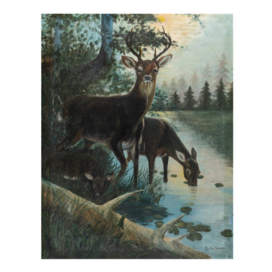 Folky Deer Painting, Fine Art, Painting, Wildlife