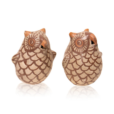 Pair Miniature Acoma Pottery Owls, Native, Pottery, Historic