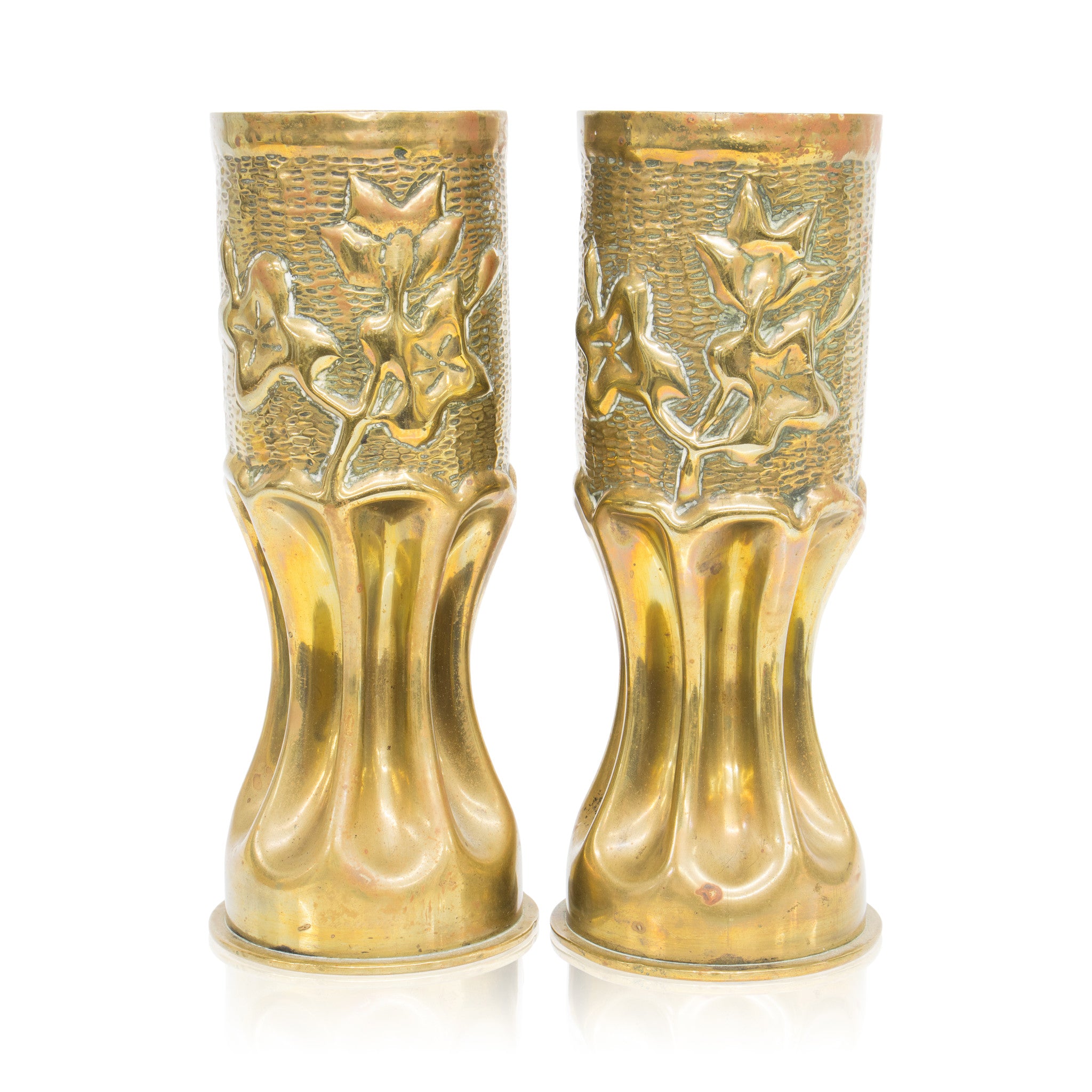 Pair Trench Art Vases, Furnishings, Decor, Trench Art