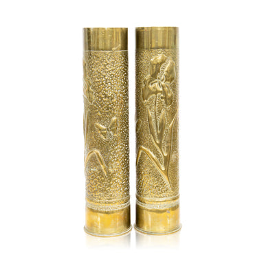 Pair Trench Art Vases, Furnishings, Decor, Trench Art