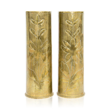 Pair Trench Art Vases, Furnishings, Decor, Trench Art