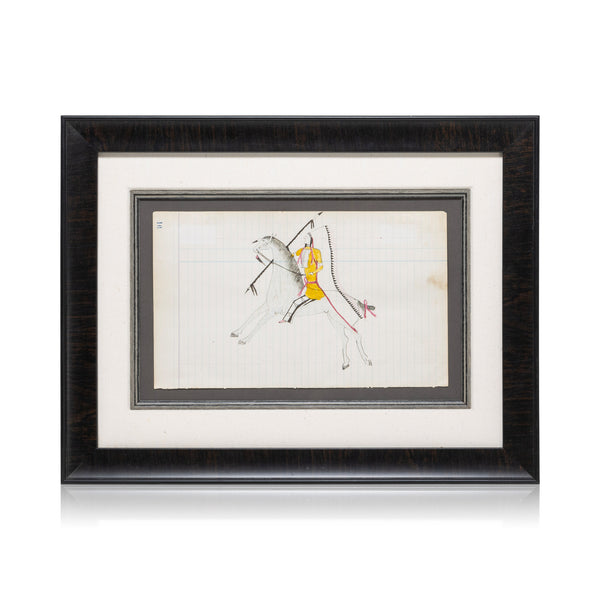 Roan Eagle, Wanbli Hito Warrior Ledger Drawing, Native, Art, Ledger Drawing