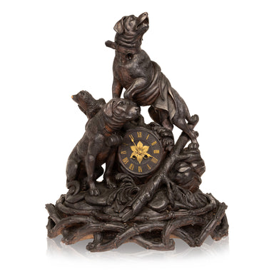 Black Forest St. Bernards Mantle Clock, Furnishings, Black Forest, Clock