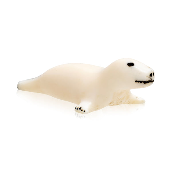 Inuit Walrus Ivory Miniature Seal, Native, Carving, Ivory