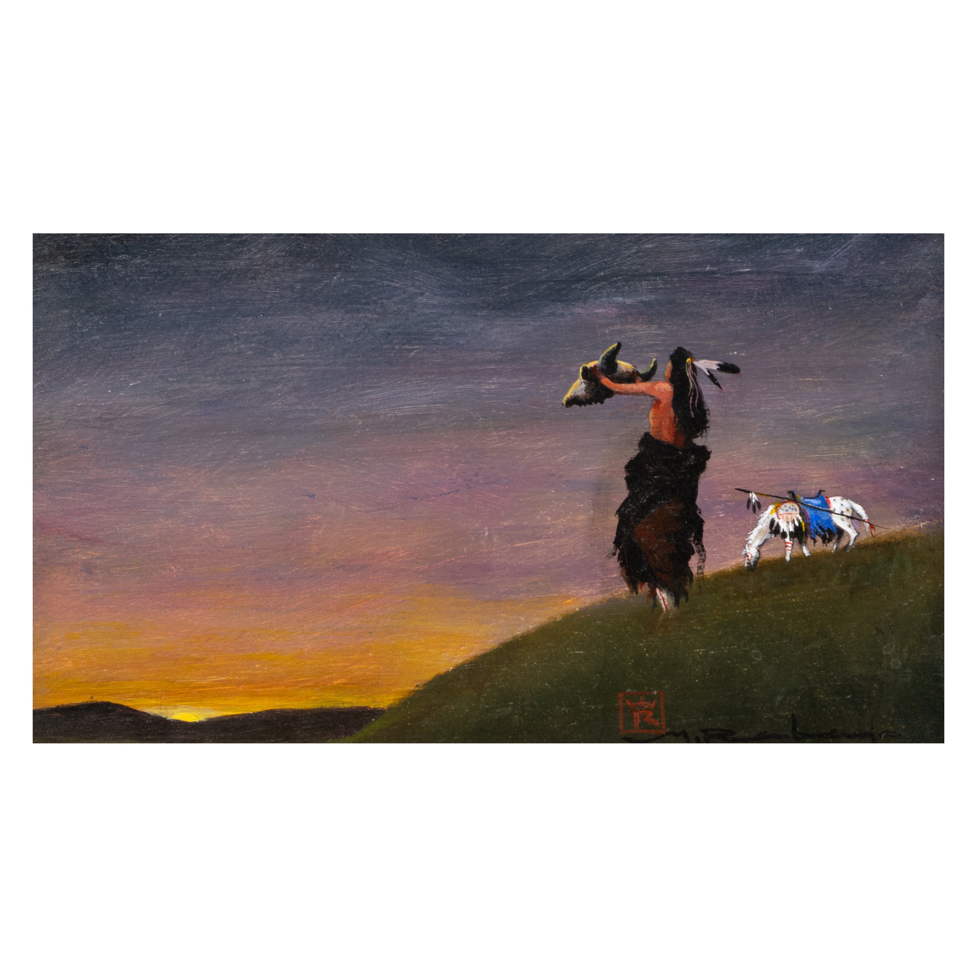 Prayer for a Good Hunt by Mario Rabago, Fine Art, Painting, Native American