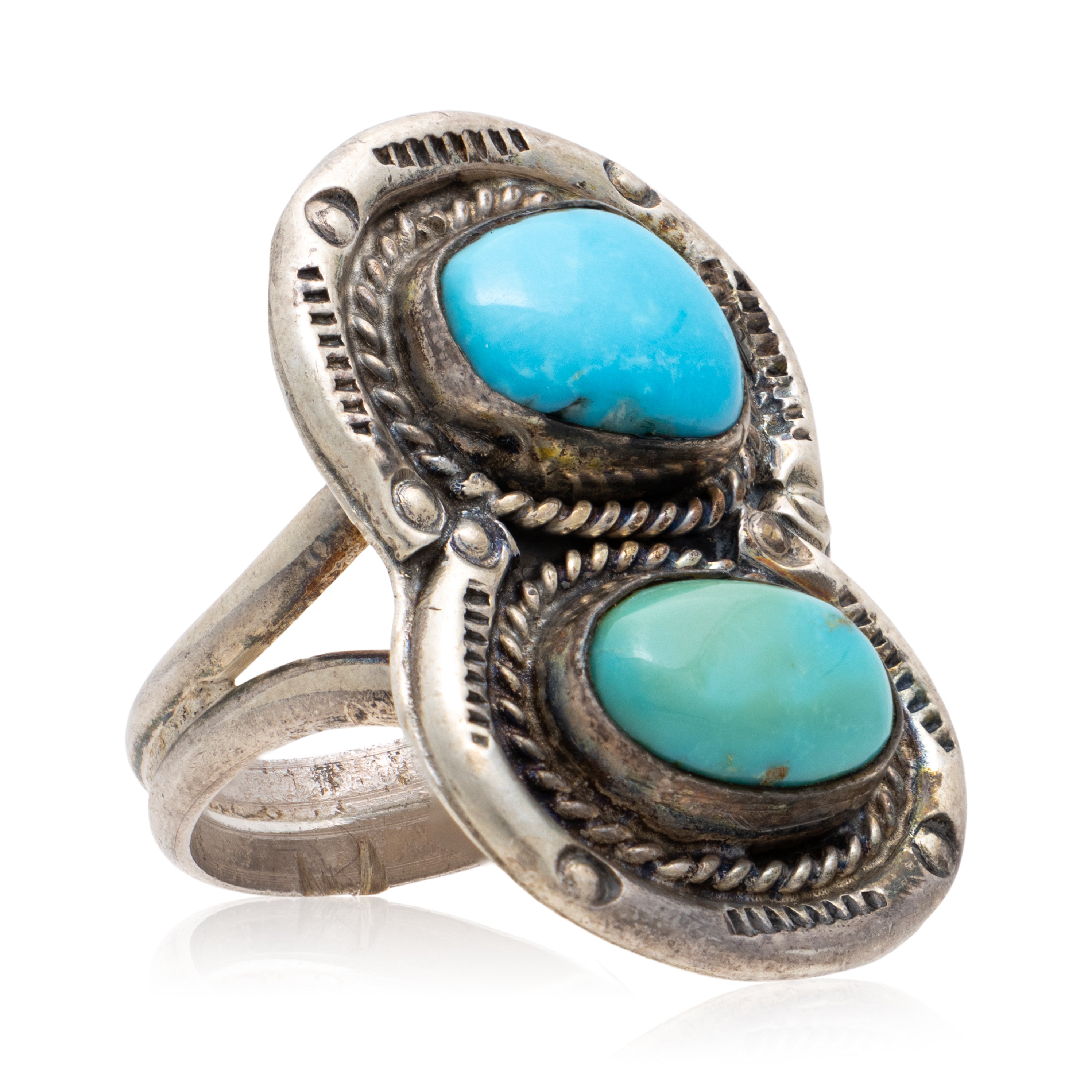 Two-Stone Navajo Turquoise Ring, Jewelry, Ring, Native