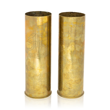 Pair WWI Trench Art Vases, Furnishings, Decor, Trench Art