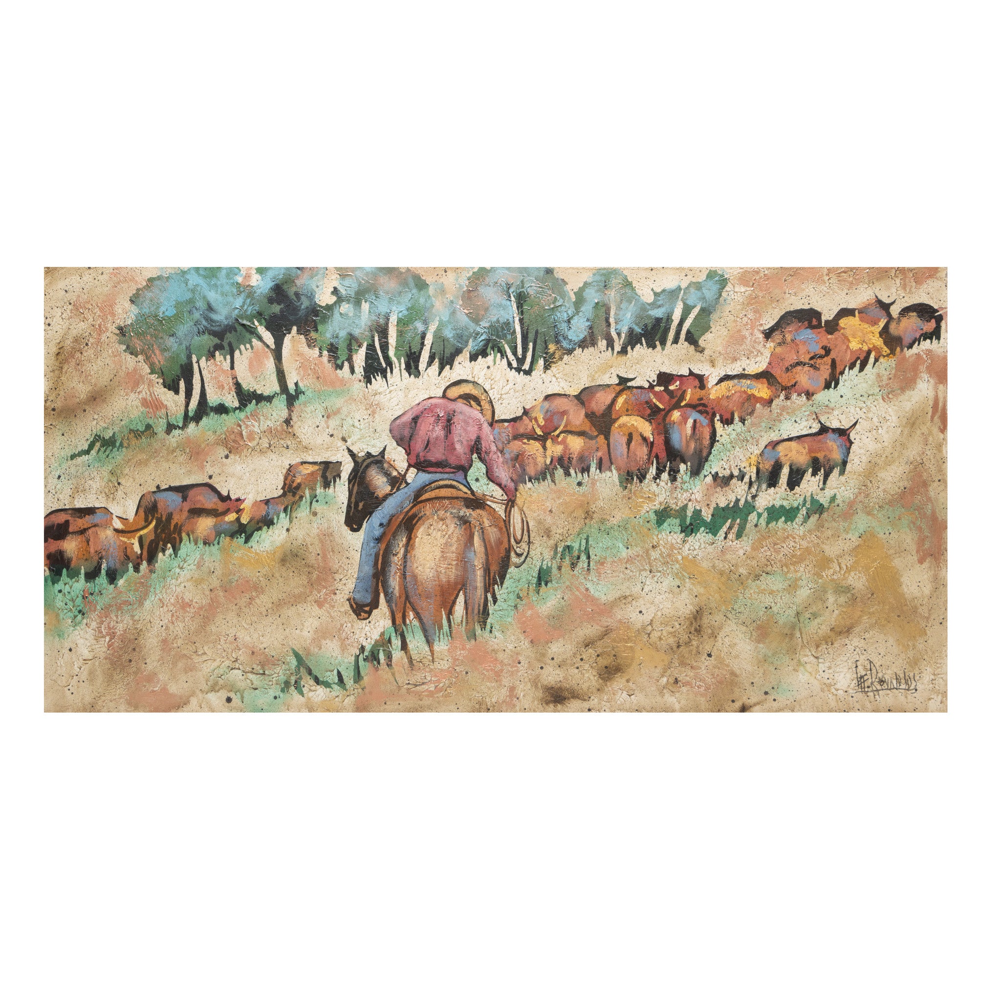 Lee Reynolds Canvas Cowboy Painting, Fine Art, Painting, Western