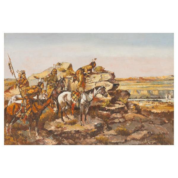 “Preparing for the Raid” by A. Viccio, Fine Art, Painting, Native American