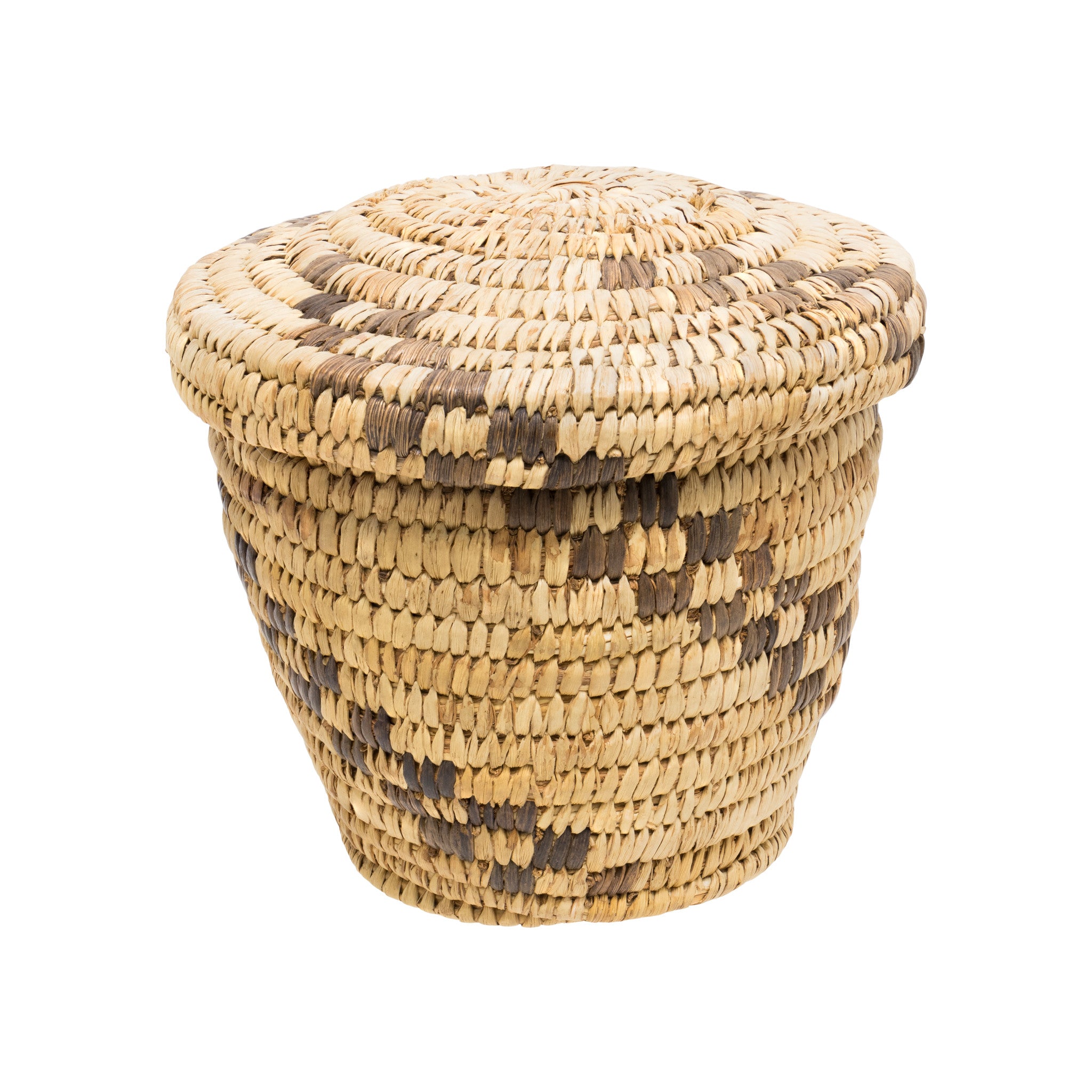 Lidded Papago Basketry Jar