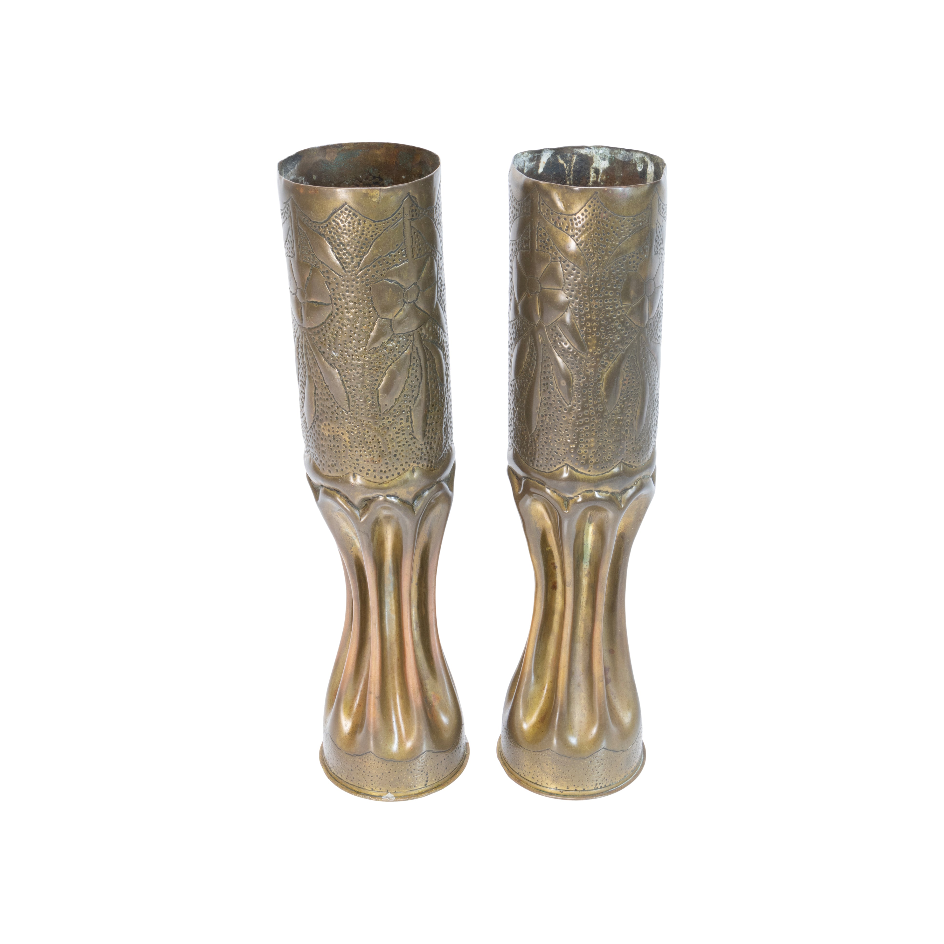 WWI Pair Trench Art Vases