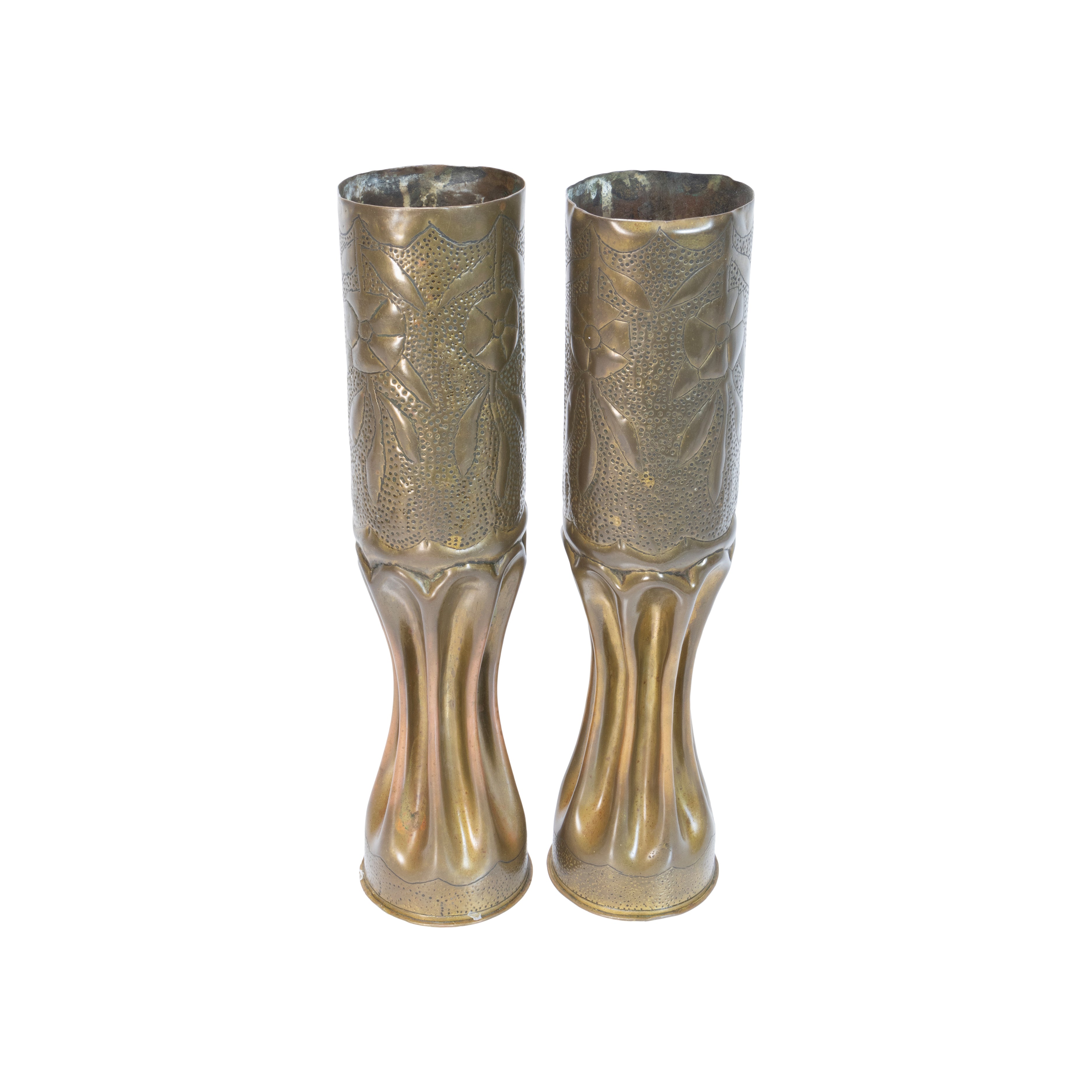 WWI Pair Trench Art Vases