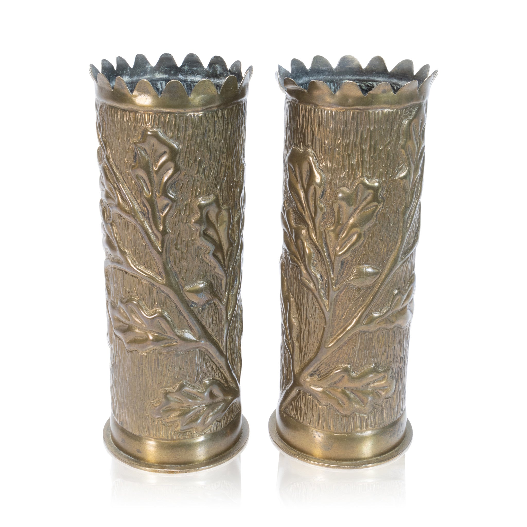 Pair Trench Art Vases, Furnishings, Decor, Trench Art