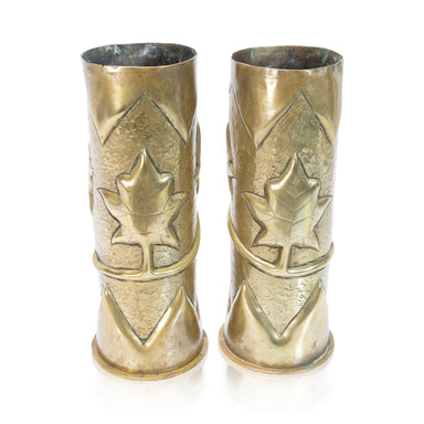  WWI Pair Trench Art Vases, Furnishings, Decor, Trench Art