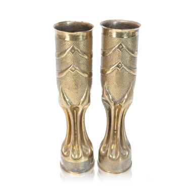 Pair Trench Art Vases, Furnishings, Decor, Trench Art