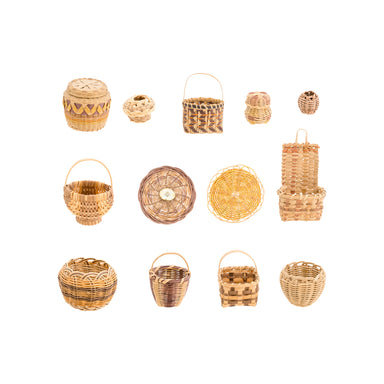 12 Miniature Chippewa Baskets, Native, Basketry, Vertical