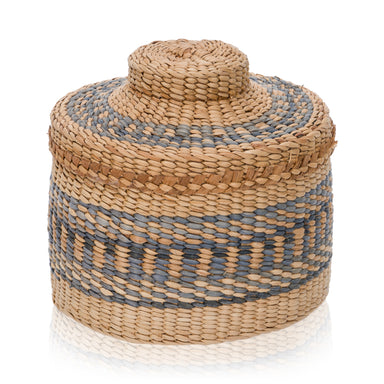 Makah Miniature Lidded Basket, Native, Basketry, Vertical