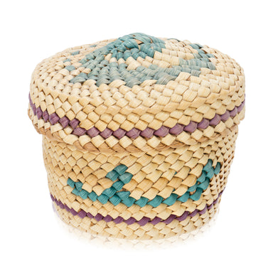 Nootka MiniatureLidded Basket, Native, Basketry, Vertical