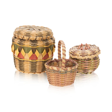 Three Miniature Winnebago Baskets, Native, Basketry, Vertical