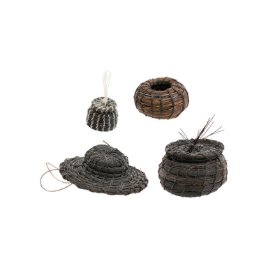 Papago Miniature Baskets, Native, Basketry, Vertical