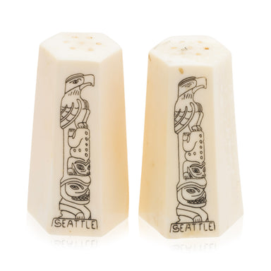 Inuit Ivory Totem Salt and Pepper Shakers, Native, Carving, Ivory