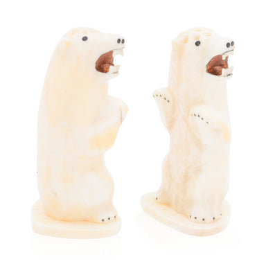 Inuit Ivory Bear Salt and Pepper Shakers, Native, Carving, Ivory