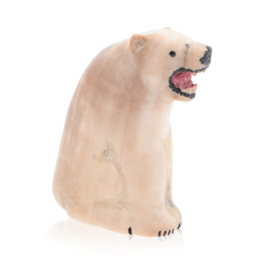 Miniature Inuit Fossilized Ivory Bear, Native, Carving, Ivory