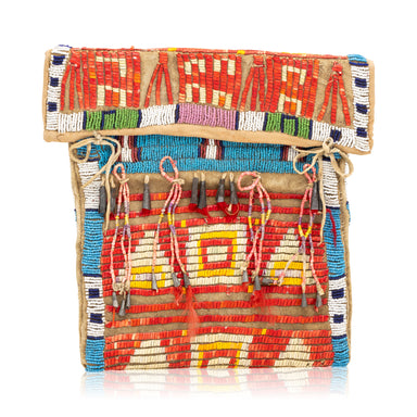 Lakota Quilled Mirror Bag, Native, Beadwork, Other Bag