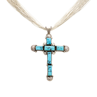 Navajo Turquoise Cross Necklace, Jewelry, Necklace, Native