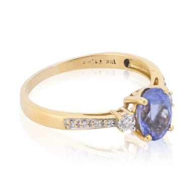 18k Gold Diamond and Tanzanite Ring, Jewelry, Ring, Estate
