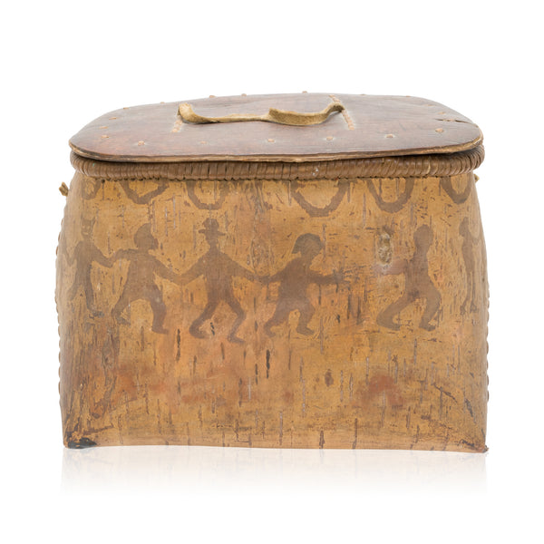 Algonquin Birch Bark Mocuck Basket, Native, Birch Bark, Container
