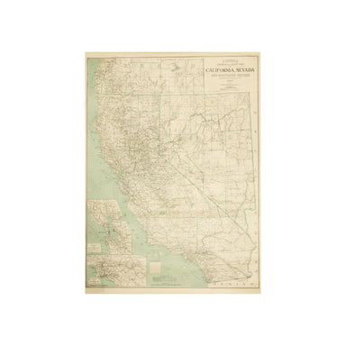 Large Map of California & Nevada 1907, Furnishings, Decor, Map