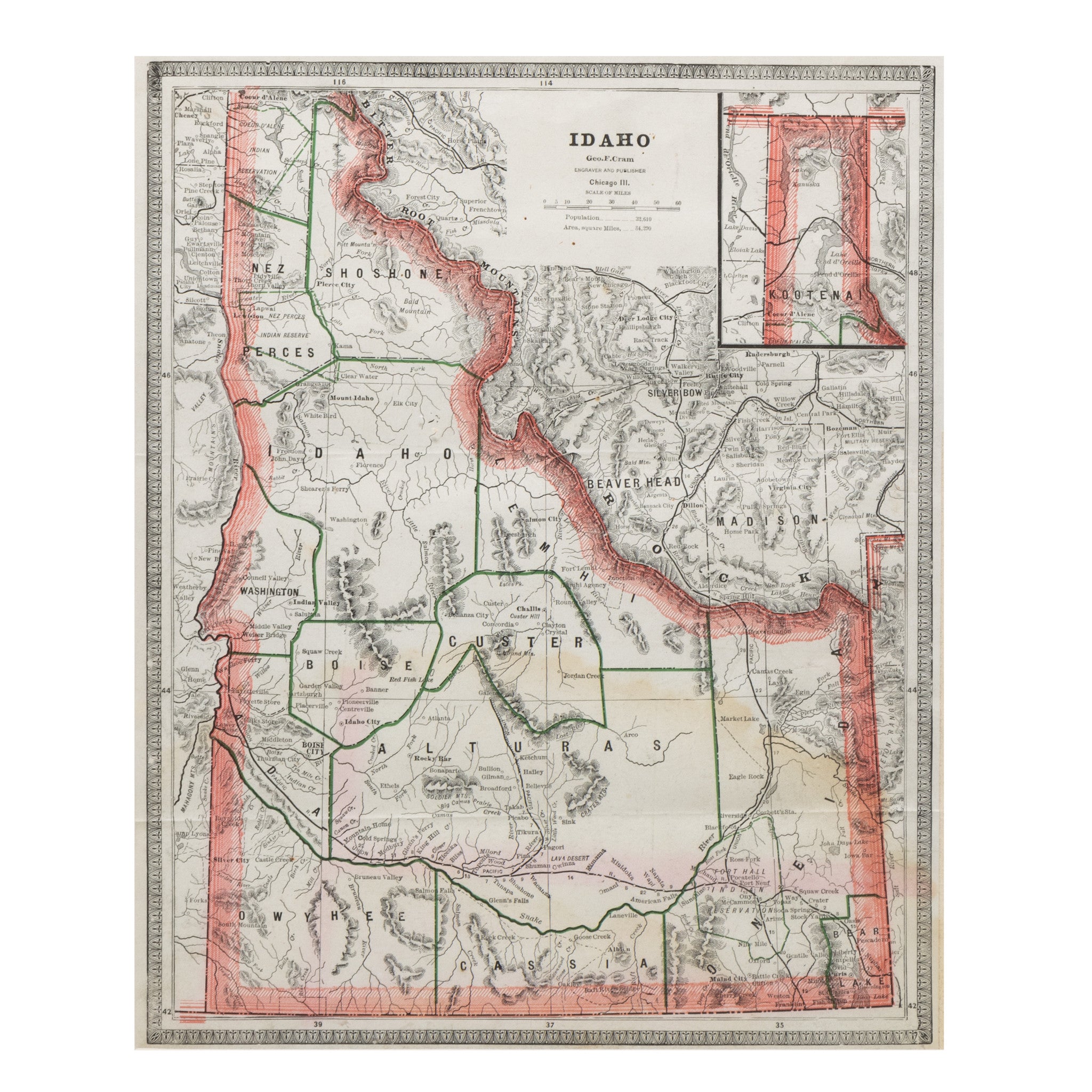 1883-1885 Two Sided Idaho, Montana, Wyoming and Dakota Territory Map