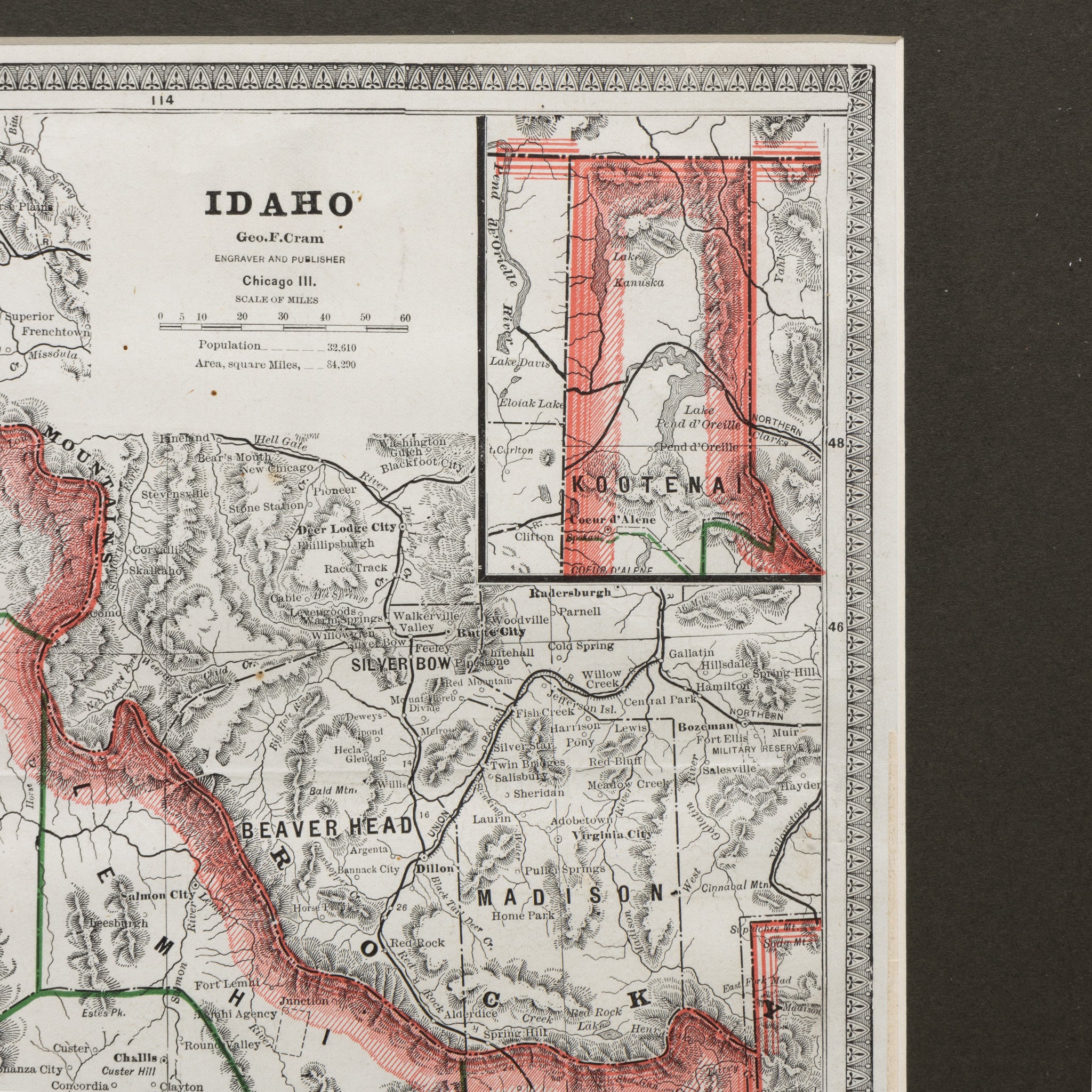 1883-1885 Two Sided Idaho, Montana, Wyoming and Dakota Territory Map