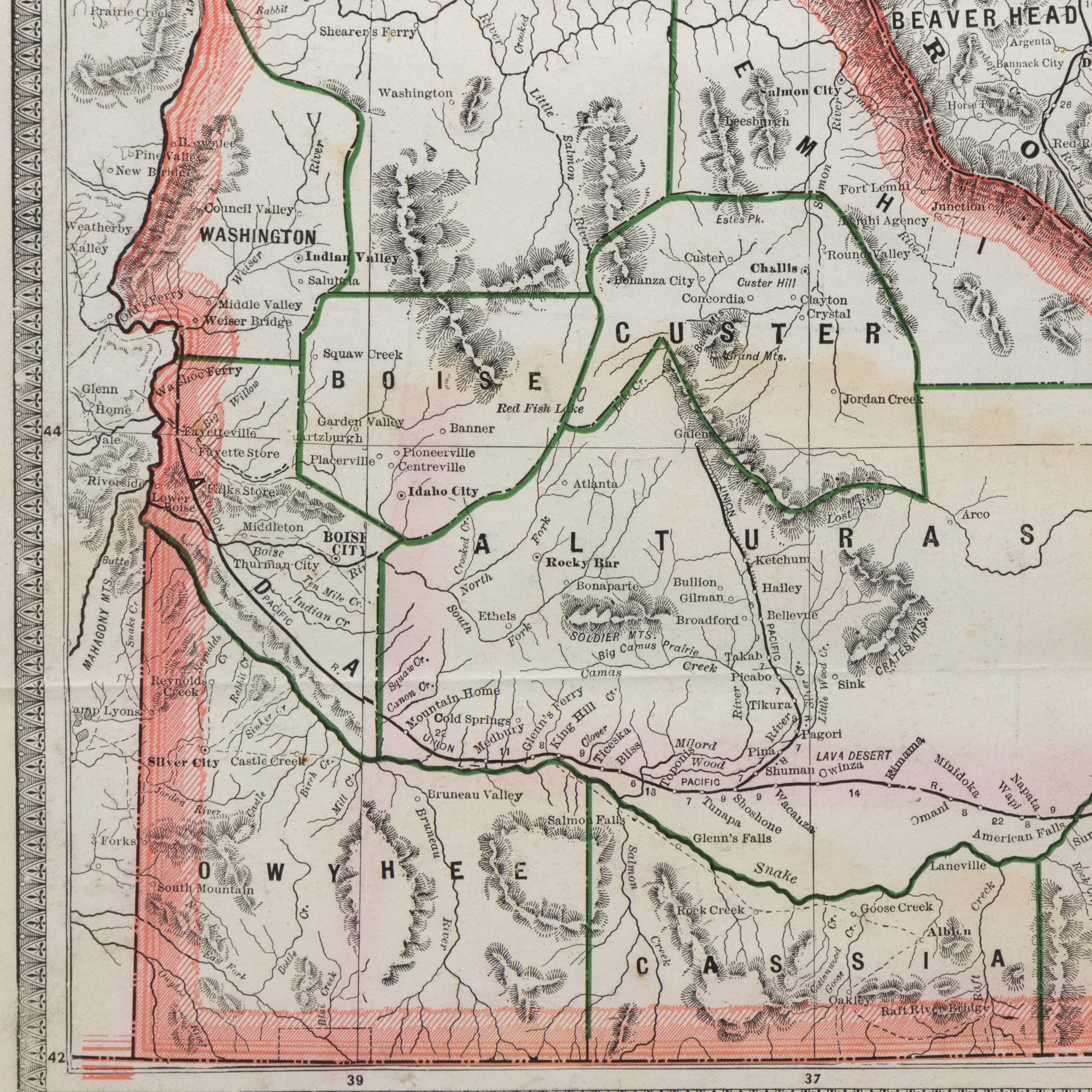 1883-1885 Two Sided Idaho, Montana, Wyoming and Dakota Territory Map