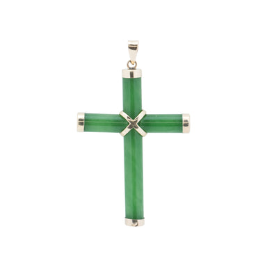 14K Gold Jade Cross Pendant, Jewelry, Necklace, Estate