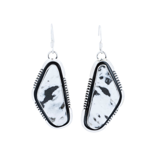 Navajo White Buffalo Turquoise Earrings, Jewelry, Earrings, Native