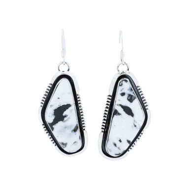 Navajo White Buffalo Turquoise Earrings, Jewelry, Earrings, Native