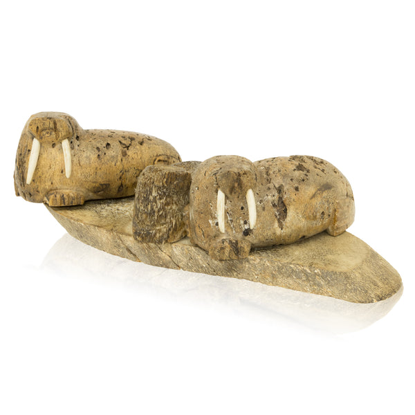 Inuit Whale Verebrae Walrus Sculpture, Native, Carving, Other