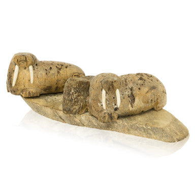 Inuit Whale Verebrae Walrus Sculpture, Native, Carving, Other
