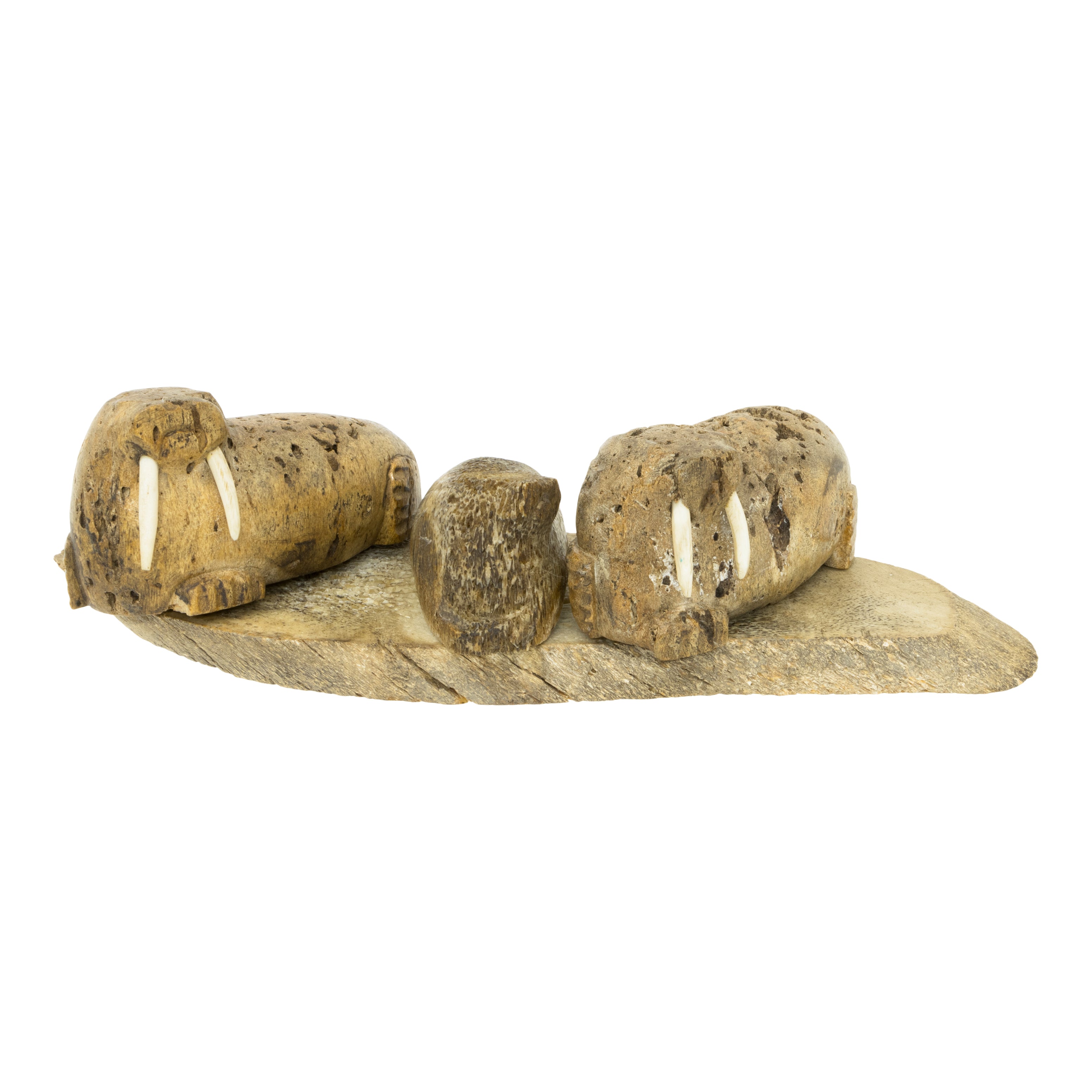 Inuit Whale Verebrae Walrus Sculpture