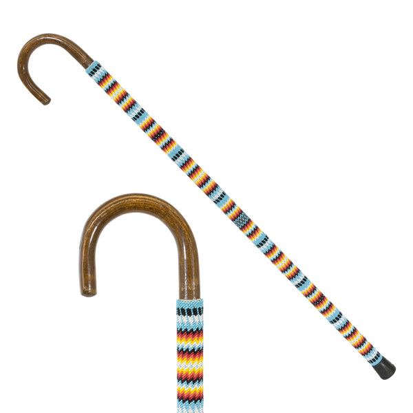 Jicarilla Apache Beaded Cane, Native, Carving, Cane