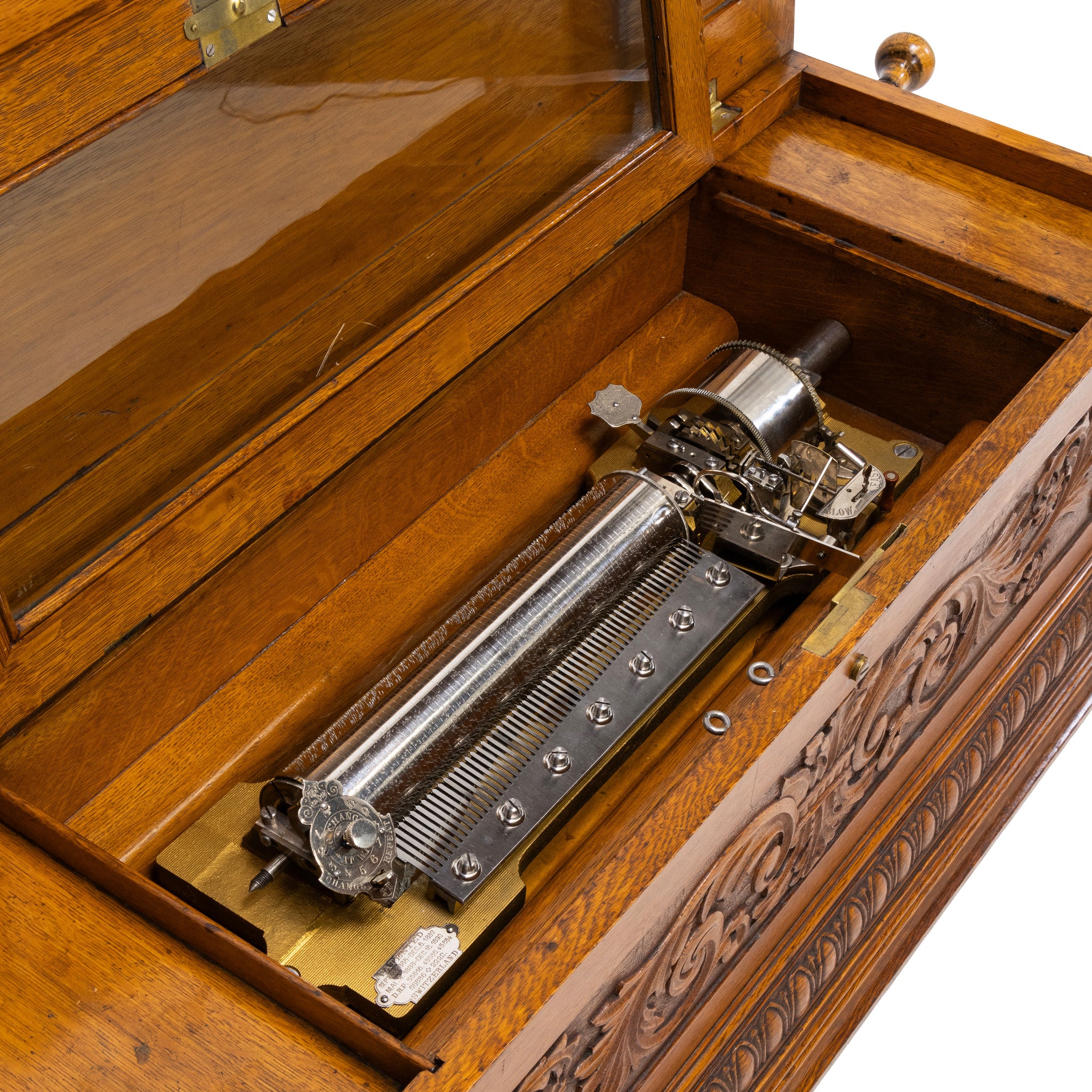 Mermod Freres Oak Music Box on Stand — Cisco's Gallery