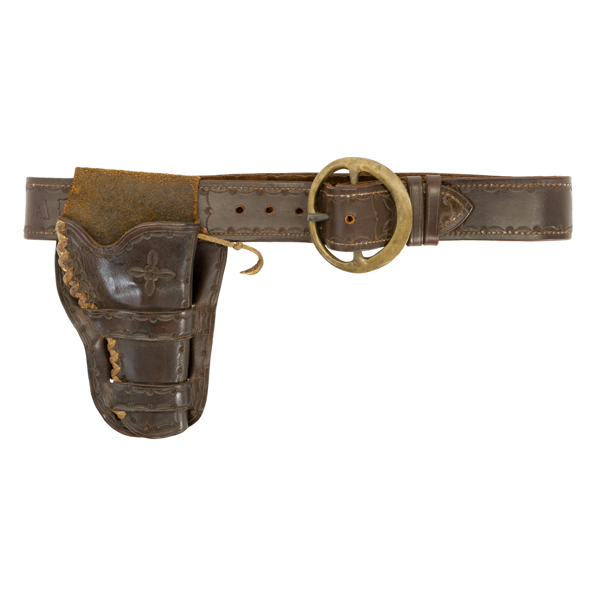 Vintage Cowboy Leather Gun Belt and Holster Made In Mexico