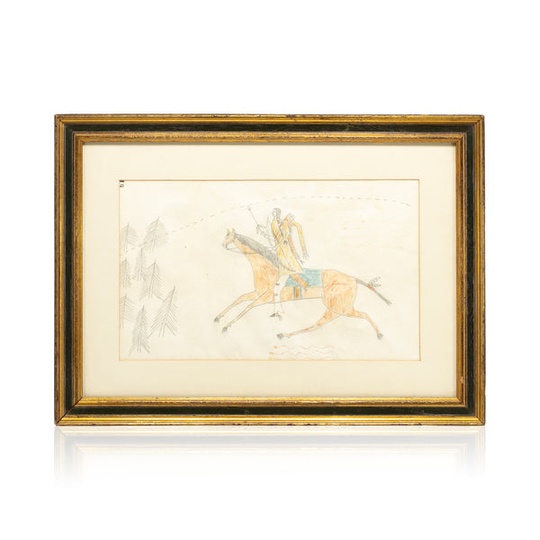 Double Sided Sioux Ledger Drawing, Native, Art, Ledger Drawing
