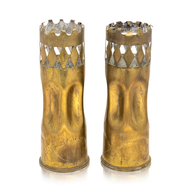 Pair Trench Art Vases, Furnishings, Decor, Trench Art