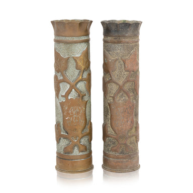 Pair Trench Art Vases, Furnishings, Decor, Trench Art