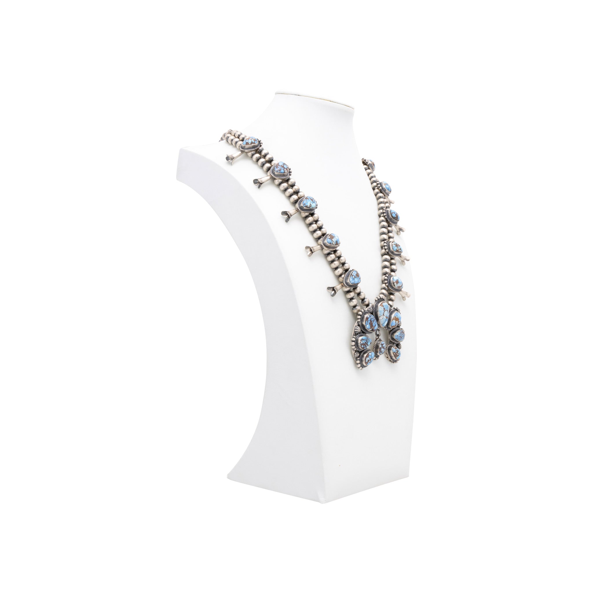 Navajo Golden Hill Turquoise Squash Blossom Set