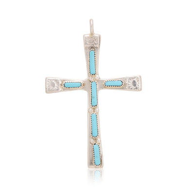 Zuni Turquoise Cross Pendant, Jewelry, Necklace, Native