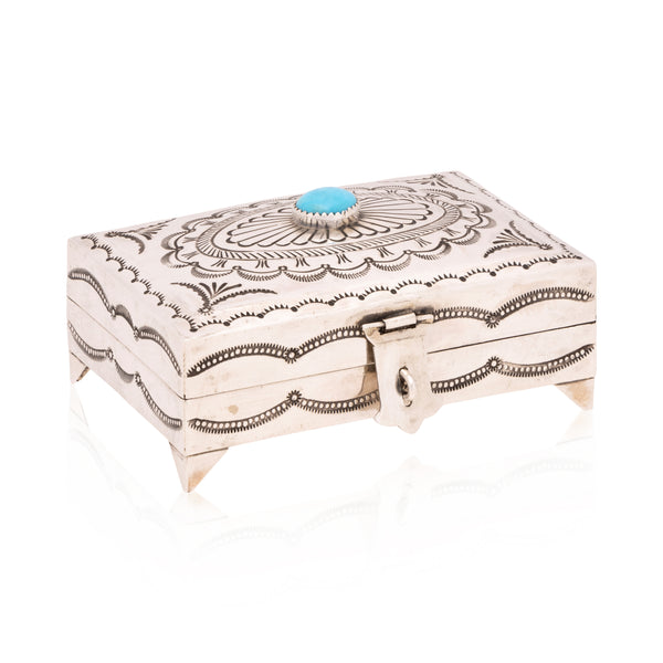 Navajo Silver Trinket Box, Jewelry, Display Piece, Native